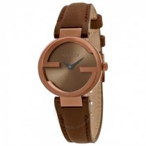 Reloj para mujer con esfera marrón pequeña y G entrelazada USADO