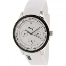 Reloj Puma Motor de cuarzo de poliuretano blanco para mujer con esfera negra USADO