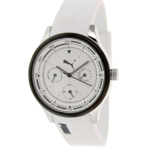 Reloj Puma Motor de cuarzo de poliuretano blanco para mujer con esfera negra USADO