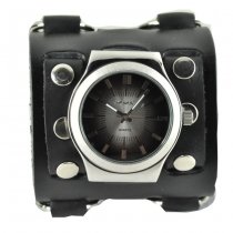 Reloj Nemesis Wide Sunrise de cuero negro con brazalete para hombre USADO
