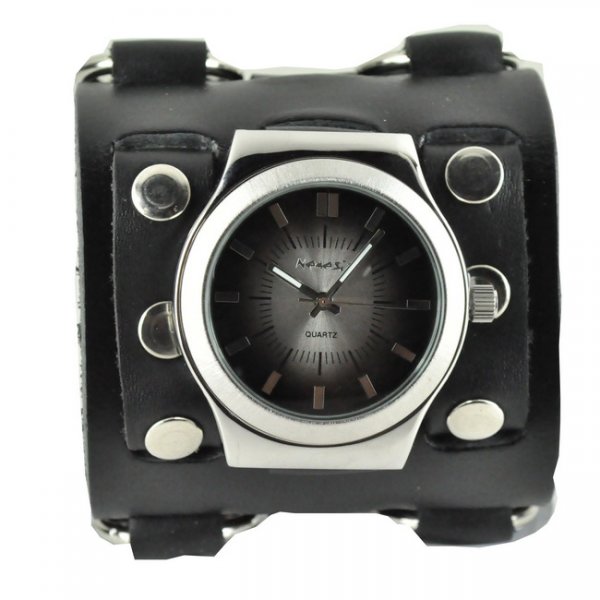 Reloj Nemesis Wide Sunrise de cuero negro con brazalete para hombre USADO
