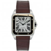 Reloj automático Cartier Santos para hombre en oro de 18 quilates y acero (USADO)