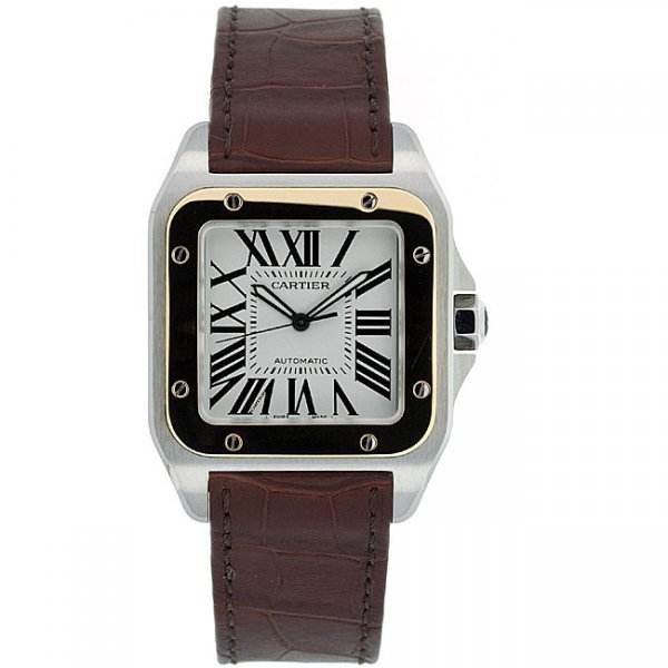 Reloj automático Cartier Santos para hombre en oro de 18 quilates y acero (USADO)