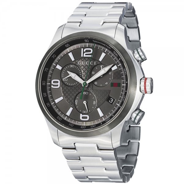 Gucci YA126238 - Cronógrafo de acero inoxidable con esfera gris "Timeless" para hombre USADO