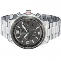 Gucci YA126238 - Cronógrafo de acero inoxidable con esfera gris "Timeless" para hombre USADO